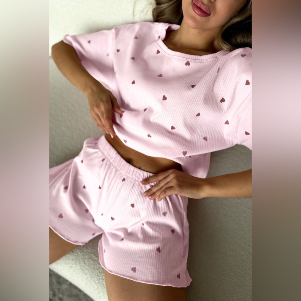 Mya-  Heart Print Women's Pajama Set